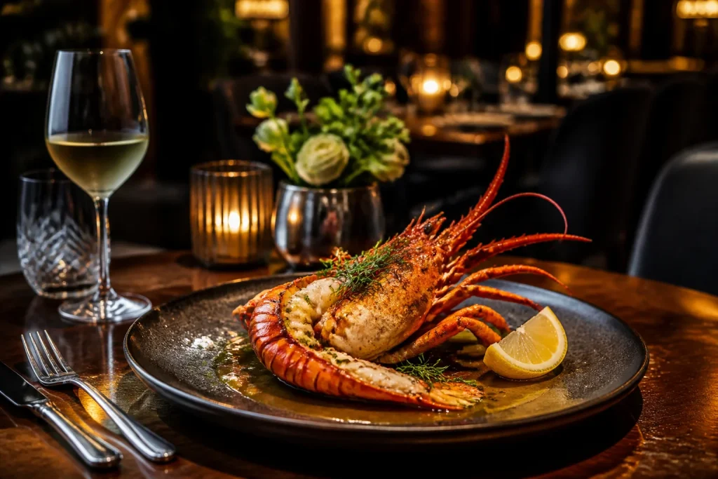 Langouste elegamment servie