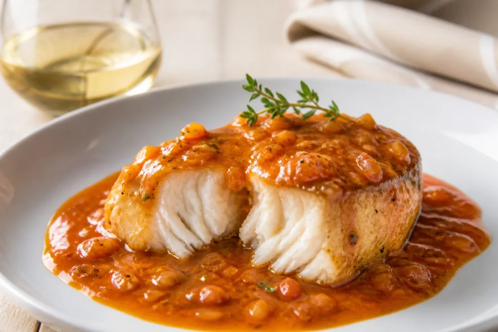 Lotte a lamericaine plat gastronomique