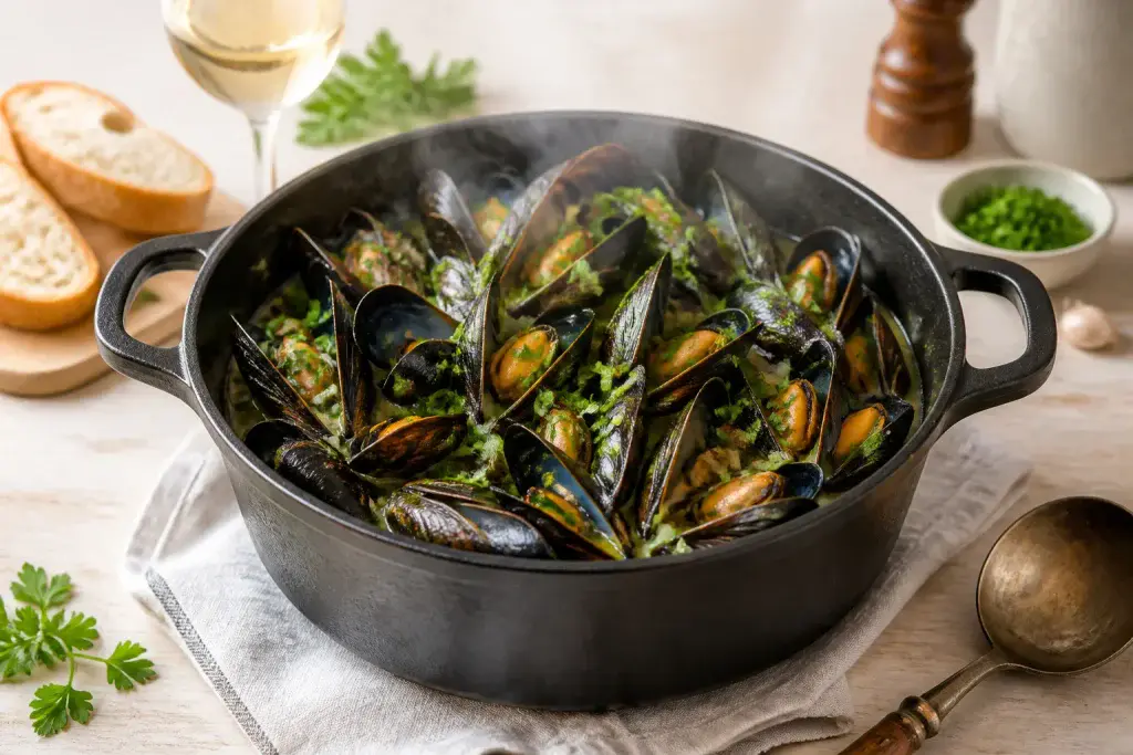 Moules marinieres fumantes