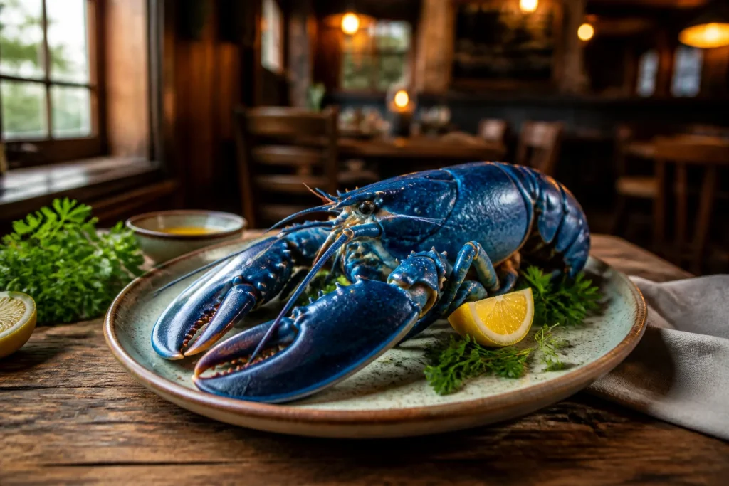 Homard bleu dexception sur assiette rustique