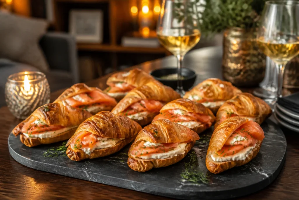 Mini croissants saumon fume et fromage frais