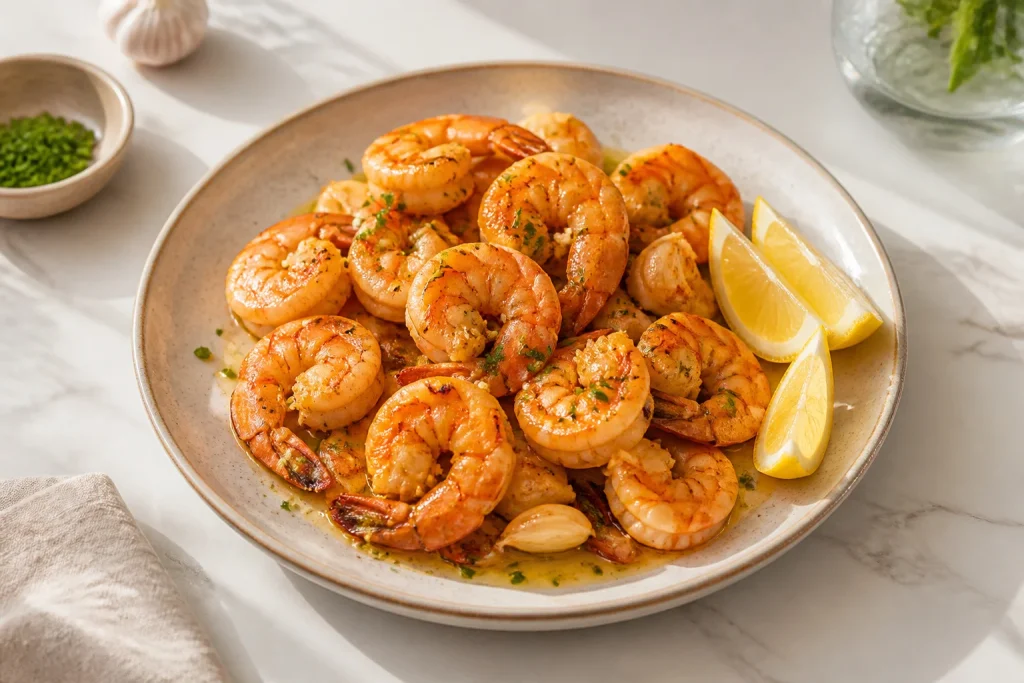 Gambas grillees citron et persil